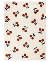 Luxury Cream & Red Hand-Tufted Wool Cherry Rug with modern fruit pattern.
