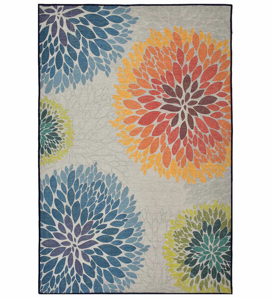 Modern Floral Rug with bold colorful flower patterns.