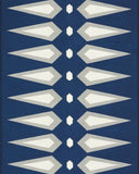 White and blue geometric long rug non-slip
