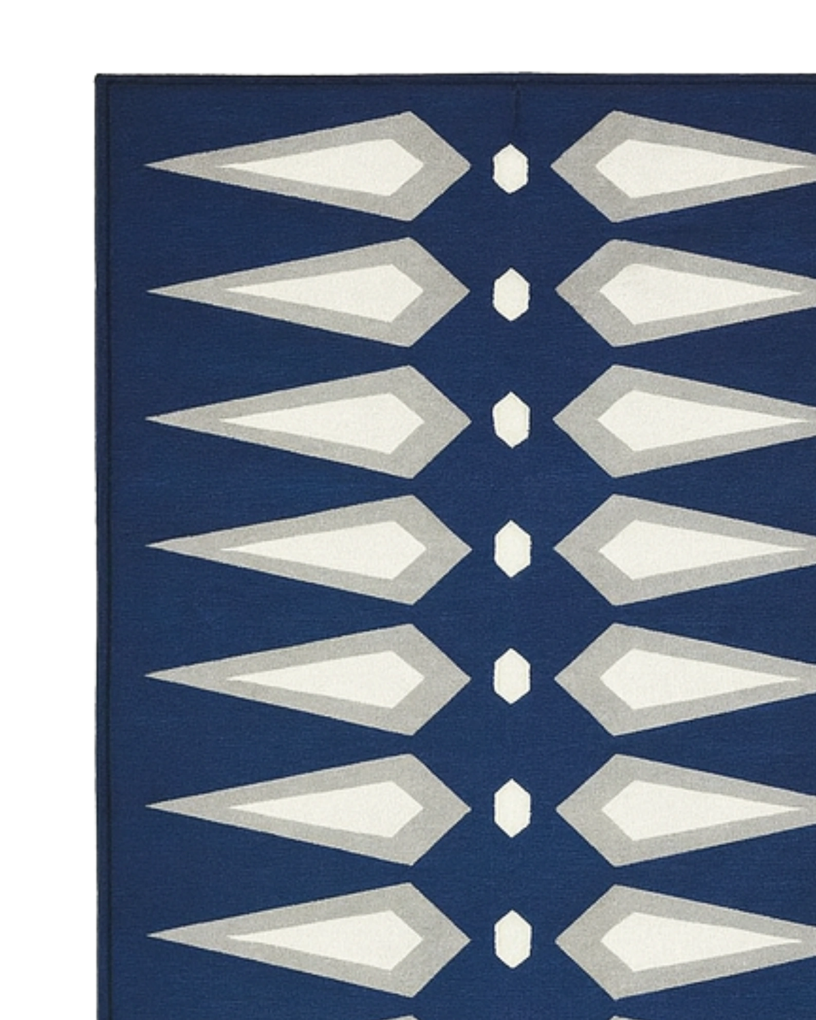 Angular navy runner rug contemporary design