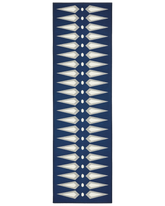 Navy geometric rug runner machine washable