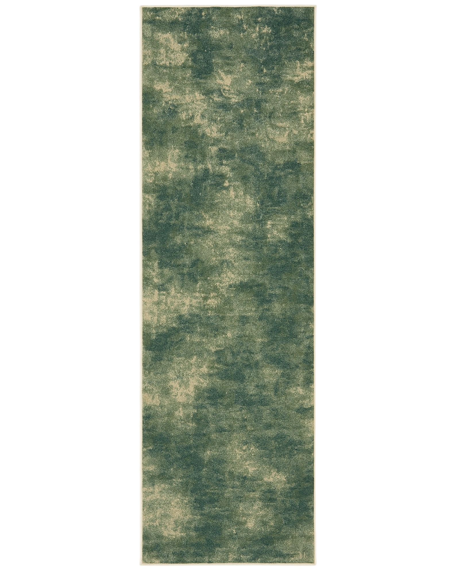 Green abstract rug runner machine washable