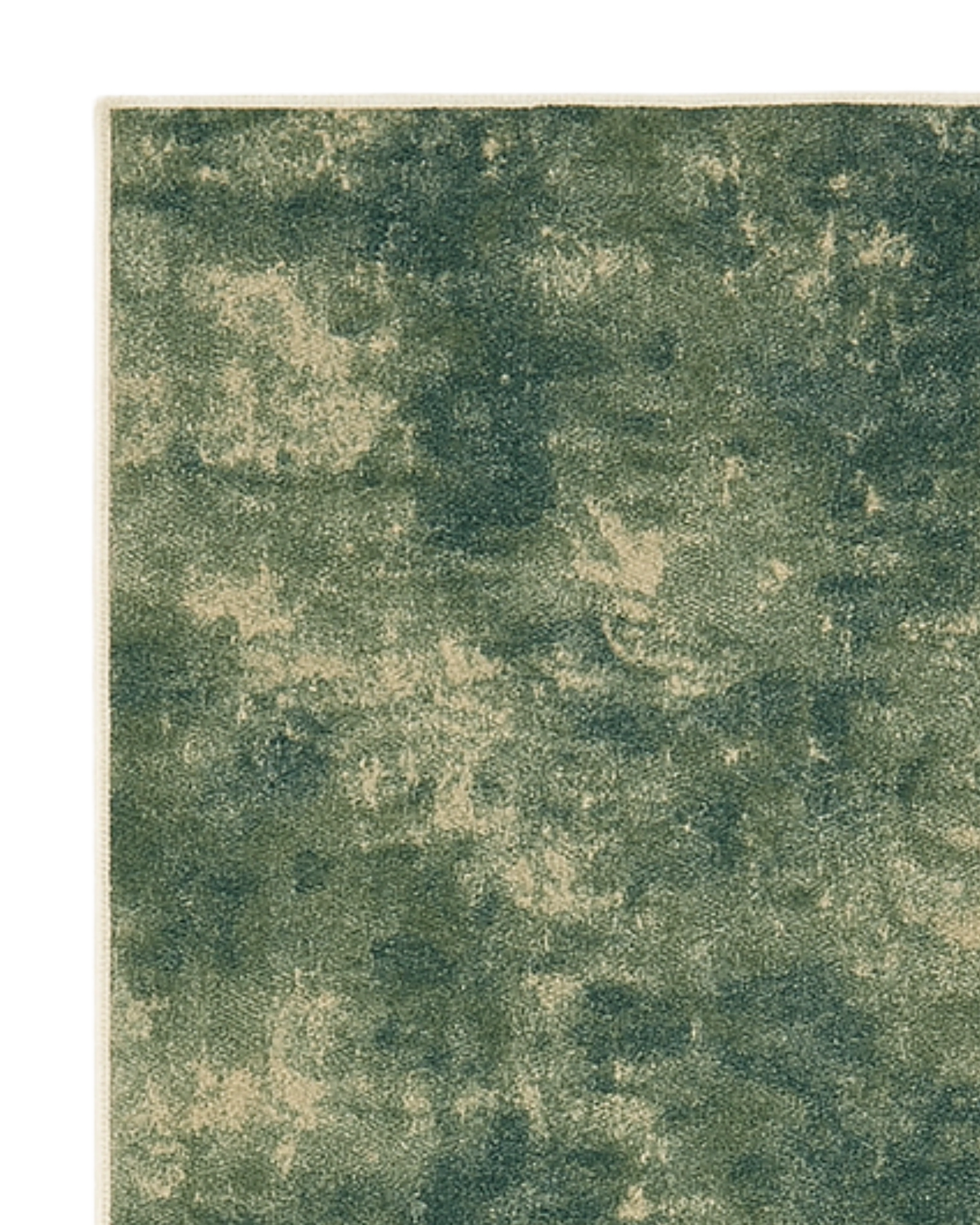 Green and beige abstract runner rug low pile