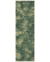 Green abstract rug runner machine washable