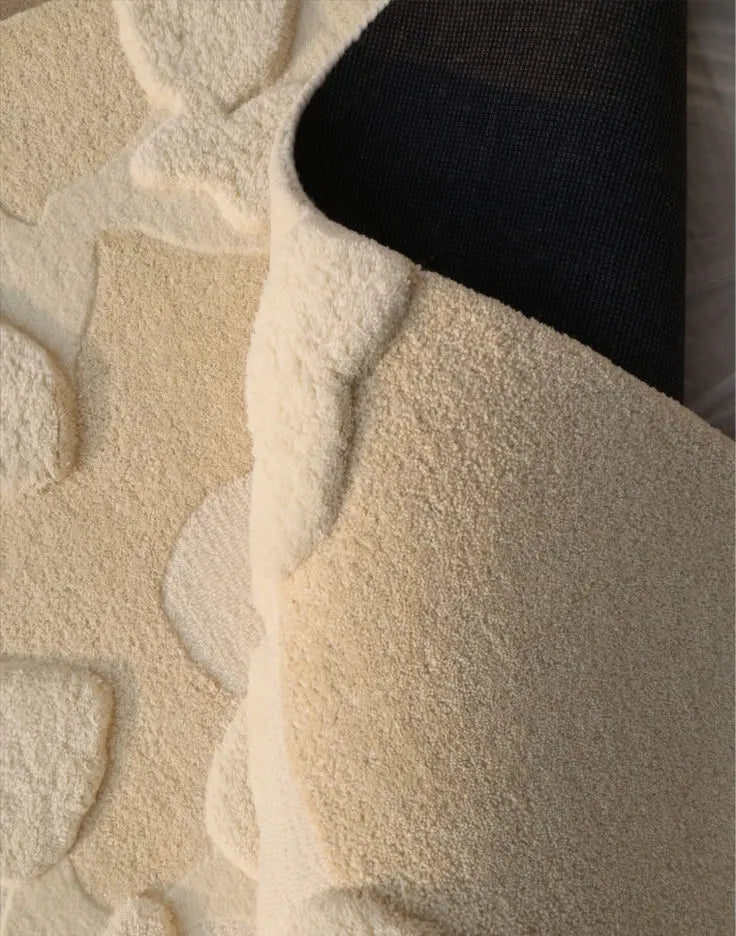 Ivory and Cream Hand tufted Modern Abstract Rug