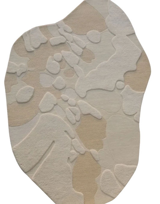 Modern Neutral Abstract Organic Irregular Hand Tufted Rug