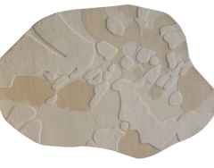 Modern neutral abstract organic irregular rug with cream and beige textured pattern
