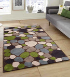 Modern organic rug with multi-color pebble-inspired design