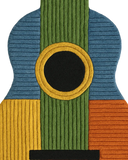 Artistic guitar rug with ribbed texture and premium wool finish.