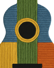 Artistic guitar rug with ribbed texture and premium wool finish.