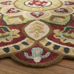 Artistic medallion area rug made from premium wool.