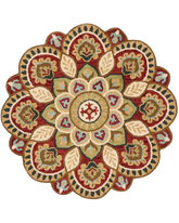 Multicolor round hand-tufted wool medallion rug.