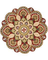 Multicolor round hand-tufted wool medallion rug.
