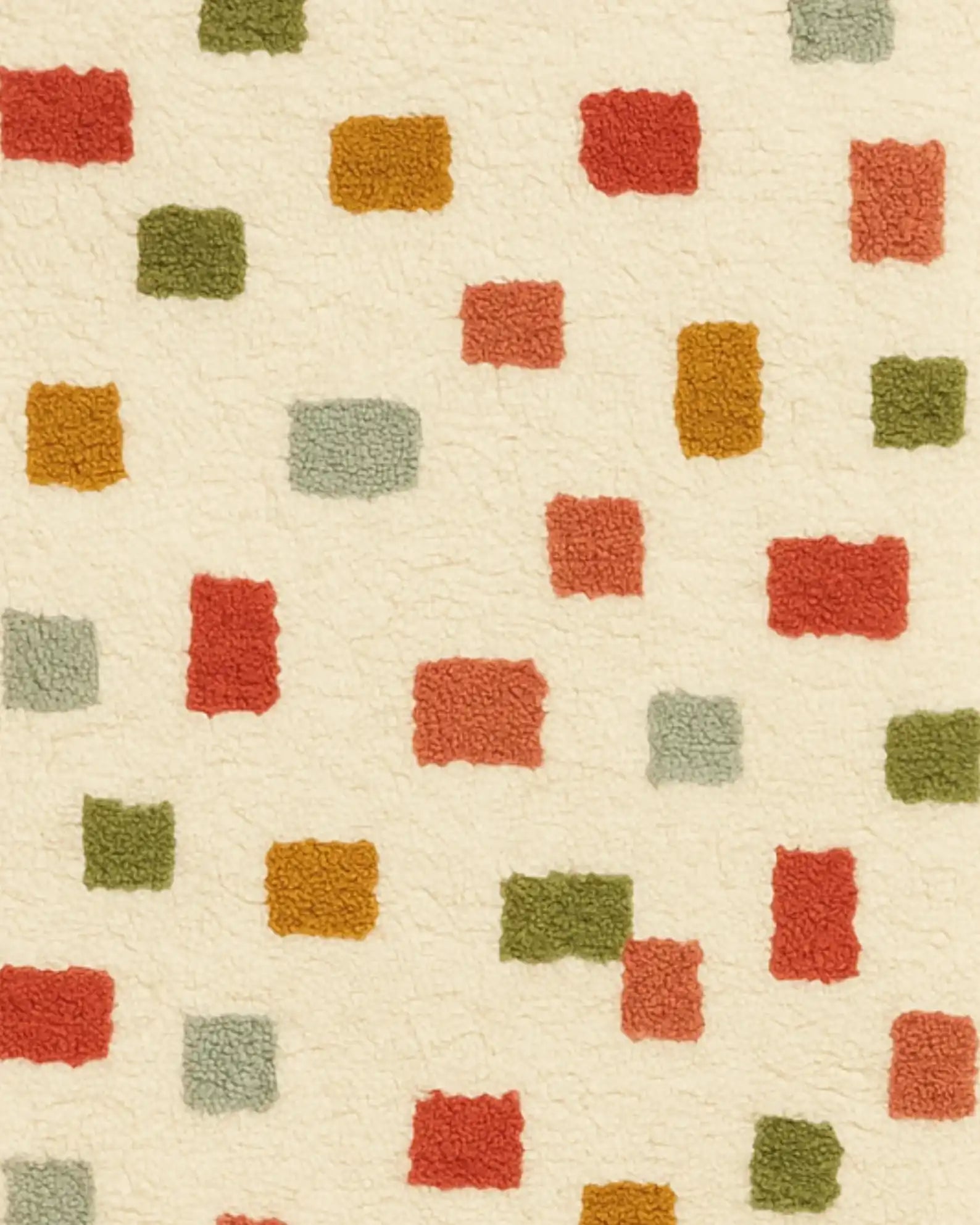 Ivory color block hallway rug in contemporary geometric design.