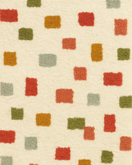 Ivory color block hallway rug in contemporary geometric design.