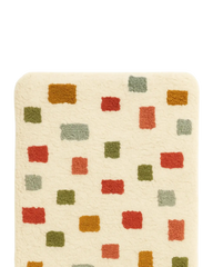 Minimalist multicolor block runner rug with modern artistic style.