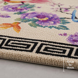 Multicolor hand-tufted bird floral wool rug