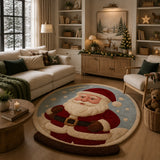 Multicolor Christmas Snow Globe Irregular Area Rug - Hand Tufted