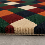 Multicolor geometric diamond wool rug