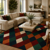 Multicolor Geometric Diamond Area Rug - Hand Tufted