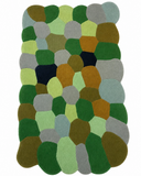 Multicolored round rug with a pattern on a white background