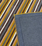 Hand-tufted contemporary rug with brown, grey, and yellow lines