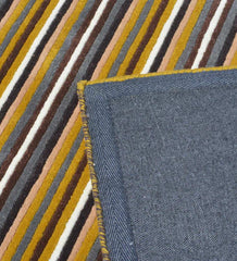 Hand-tufted contemporary rug with brown, grey, and yellow lines