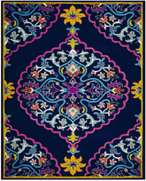 Navy Blue Traditional Patterned Rug - Hand Tufted