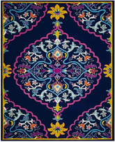 Navy Blue Traditional Patterned Rug - Hand Tufted