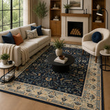 Navy blue traditional rug