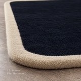 Navy blue with cream wool rug