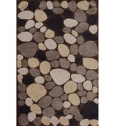 Pebble pattern hand-tufted wool rug in beige, brown, and grey tones