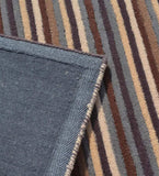 Contemporary hand-tufted wool rug with neutral stripe pattern