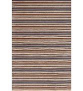 Hand-tufted wool rug with horizontal brown and grey stripes