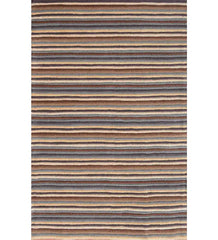 Hand-tufted wool rug with horizontal brown and grey stripes