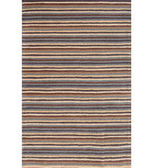 Hand-tufted wool rug with horizontal brown and grey stripes