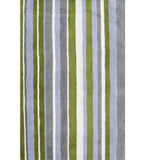 Olive green, gray, and blue hand-tufted wool rug with modern vertical stripes.