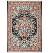 Orange Serapi patterned machine washable rug.