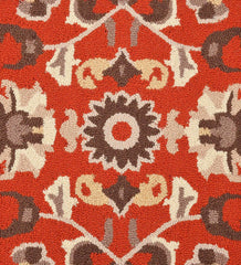 Classic Oriental wool rug with ornate floral and vine border