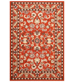 Traditional orange floral hand-tufted wool rug with Oriental design