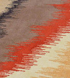 Luxury wool rug featuring artistic strokes in orange and beige