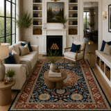 Orange & blue hand tufted rug