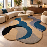 Sculptural Flow Irregular Area Rug – Hand Tufted