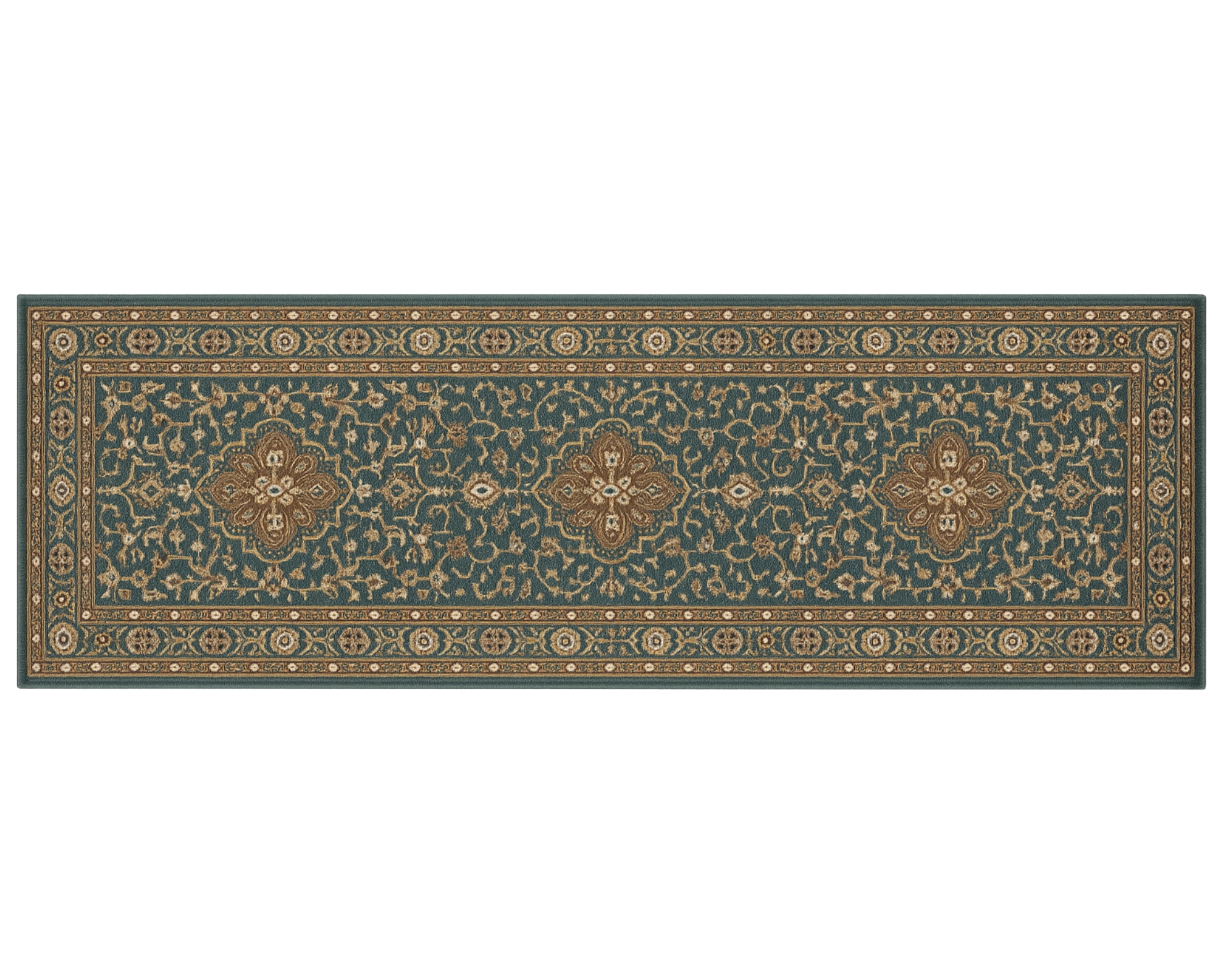Teal floral Persian hallway runner