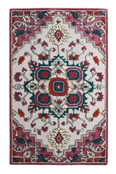 Persian Inspired Medallion Hand Tufted Wool Rug