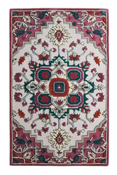 Persian Inspired Medallion Hand Tufted Wool Rug