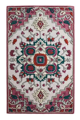 Persian Inspired Medallion Hand Tufted Wool Rug