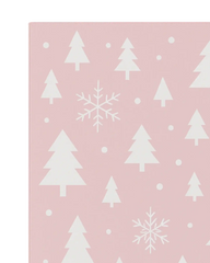 Soft pastel pink Christmas runner with Scandinavian holiday motifs.