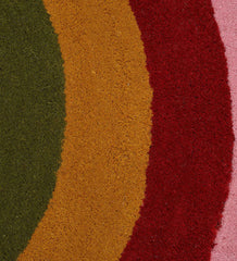 Luxury solid pink wool rug with subtle border detail