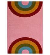Solid pink hand-tufted wool rug with embossed rectangle design